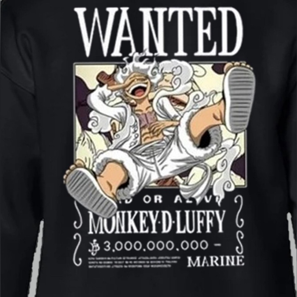 NEW- One Piece Anime - Monkey D. Luffy Wanted Poster Oversized Hoodie